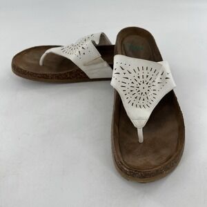 Yuu Womens White Flip Flop Thong Cork Flat 8 Sandal Philis Sunburst Cutout 9.5 M